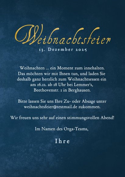 Einladung Weihnachtsfeier Blauer Weihnachtsbaum 3