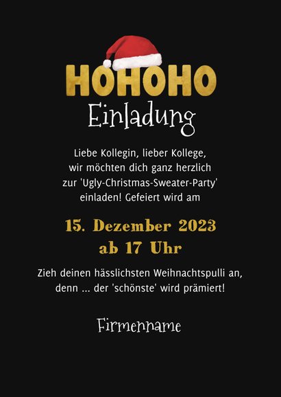 Einladung Weihnachtsfeier Firma'Ugly XMas Send a Smile