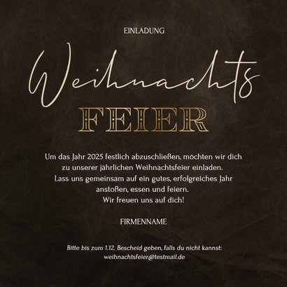 Einladung Weihnachtsfeier Marmor Weihnachtskugel Logo 3