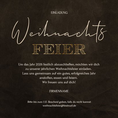 Einladung Weihnachtsfeier Marmor Weihnachtskugel Logo 3