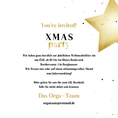 Einladung Weihnachtsfeier 'XMAS-Party' Sterne 3