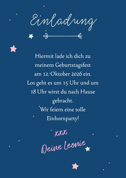 Einladung zum 10. Kindergeburtstag Unicorns forever 3