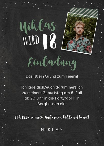 Einladung zum 18. Geburtstag Nah dran Send a Smile