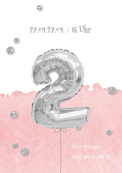 Einladung zum 2. Geburtstag mit Foto und Send a Smile