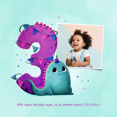 Einladung zum 3. Geburtstag kleiner Dino & Foto 2