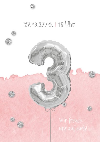 Einladung zum 3. Geburtstag mit Foto und Send a Smile
