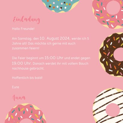 Einladung zum 5. Kindergeburtstag Polaroidfoto und Donuts 3