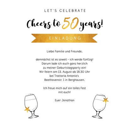 Einladung zum 50. Geburtstag Goldakzente 3