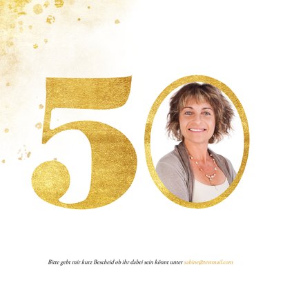 Einladung zum 50. Geburtstag mit großer goldener 50 2