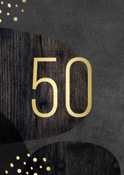 Einladung zum 50. Geburtstag schwarz gold mit Foto 2