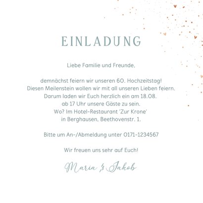 Einladung zum 60. Hochzeitstag romantische Blüten 3