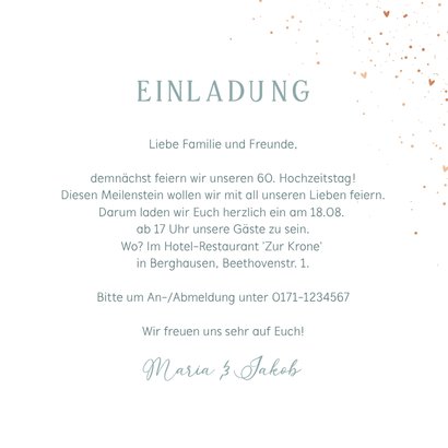 Einladung zum 60. Hochzeitstag romantische Blüten 3