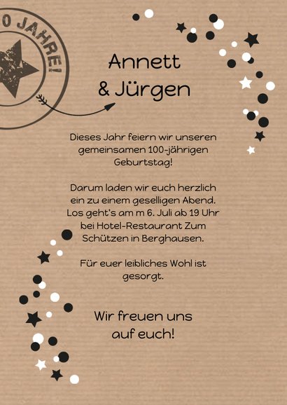 Einladung zum Doppelgeburtstag Zusammen 100 Send a Smile