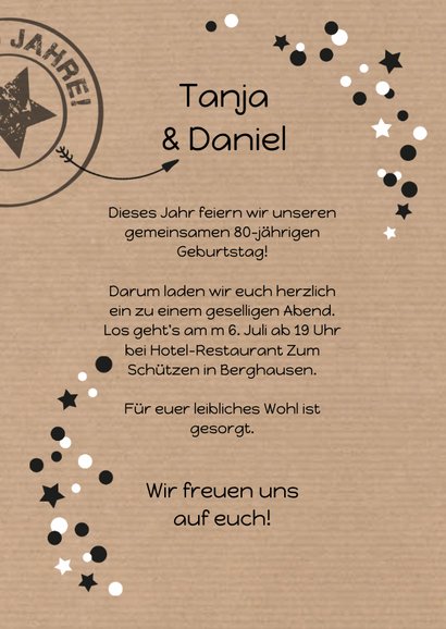 Einladung zum Doppelgeburtstag Zusammen 80 3