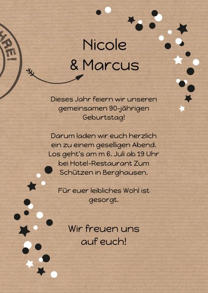 Einladung zum Doppelgeburtstag Zusammen 90 3