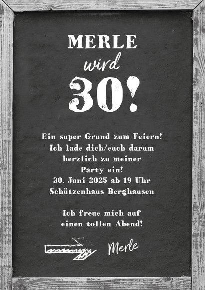 Einladung zum Geburtstag Kreidetafel 3
