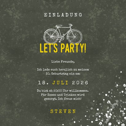 Einladung zum Geburtstag Let's Party mit Fahrrad 3