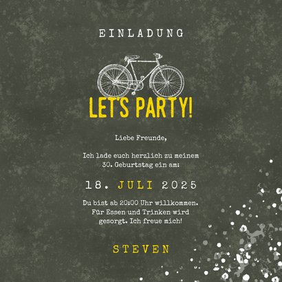Einladung zum Geburtstag Let's Party mit Fahrrad 3