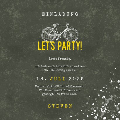 Einladung zum Geburtstag Let's Party mit Fahrrad 3