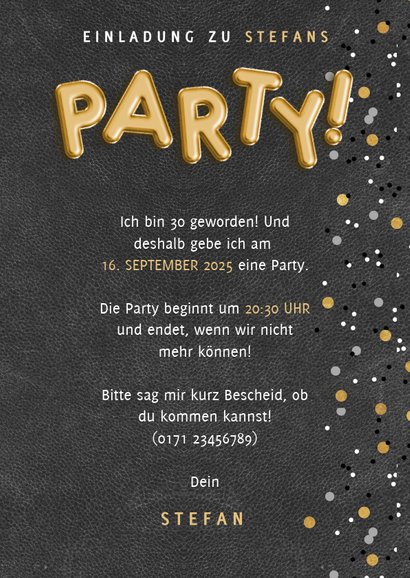 Einladung zum Geburtstag Party Ballon und Fotos 3