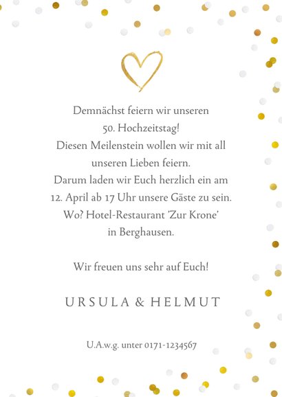 Einladung zum Hochzeitsjubiläum Gläser & Goldlook 3