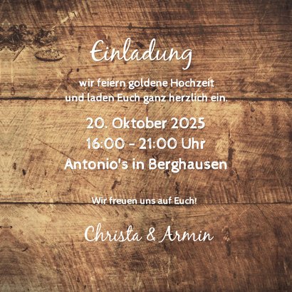 Einladung zum Hochzeitsjubiläum Holzlook & Fotocollage 3