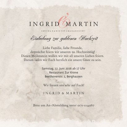 Einladung zum Hochzeitsjubiläum Rosenstrauß 3