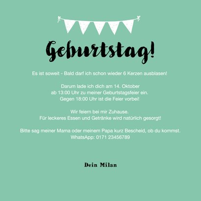 Einladung zum Kindergeburtstag Foto und Text 3