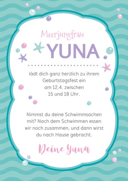 Einladung zum Kindergeburtstag Meerjungfrau 3