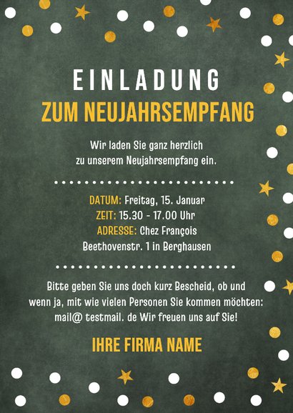 Einladung zum Neujahrsempfang 2027 Goldoptik 3