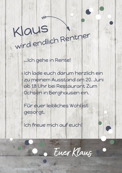 Einladung zum Rentenbeginn Endlich Rentner 3