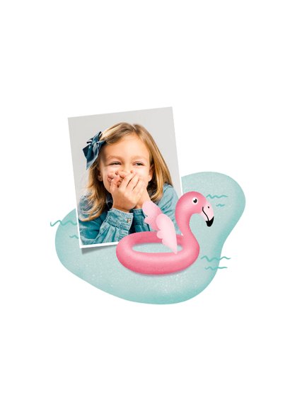 Einladung zum Schwimm-Kindergeburtstag Flamingo 7 Jahre 2