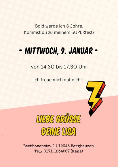 Einladung zum Superhelden-Geburtstag Mädchen 3