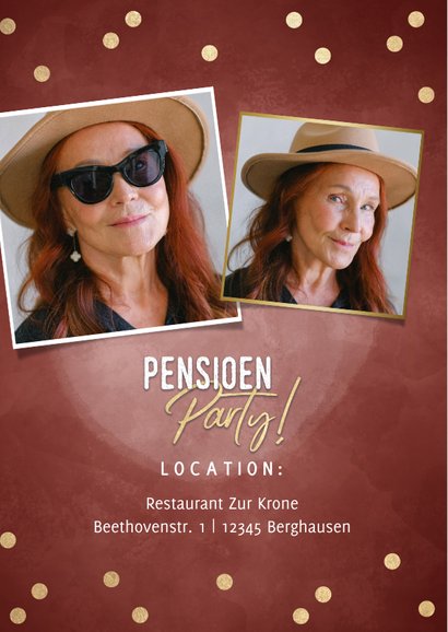 Einladung zur Abschiedsparty Fotocollage rostrot 2