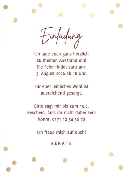Einladung zur Abschiedsparty Fotocollage rostrot 3