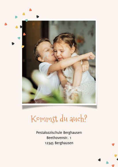 Einladung zur Einschulung Foto Zwillinge mit Füchsen 2