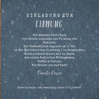 Einladung zur Firmung Foto auf Holz mit Lichterkette 3