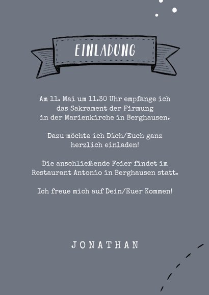 Einladung zur Firmung Foto und Scribble grau 3