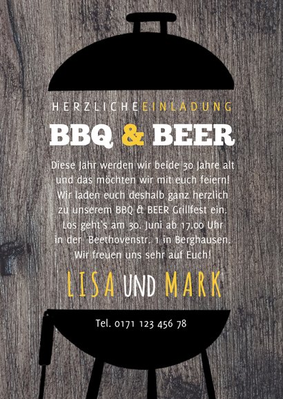 Einladung zur Geburtstagsparty BBQ & BEER 3