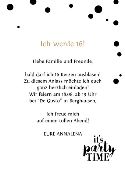 Einladung zur Geburtstagsparty Party Time 3