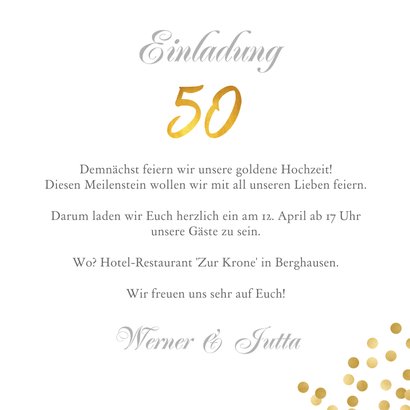 Einladung zur goldenen Hochzeit Foto klassisch 3