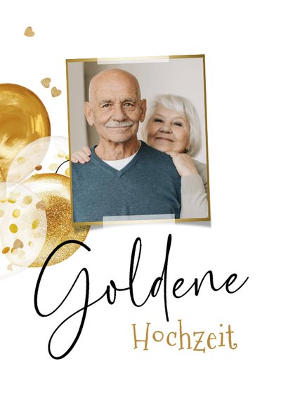 Einladung zur Goldenen Hochzeit goldene Luftballons 2