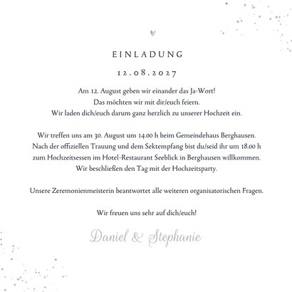 Einladung zur Hochzeit Silberschrift 3