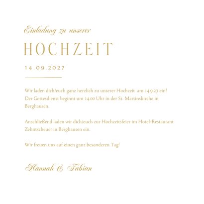 Einladung zur Hochzeit Spitze & Goldakzente 3