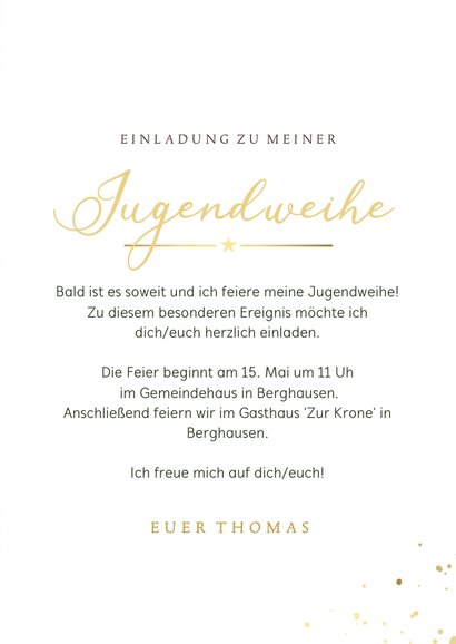 Einladung zur Jugendweihe Foto gold 3