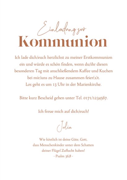 Einladung zur Kommunion beige Sechsecke & Foto 3