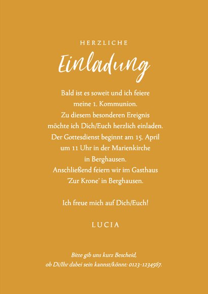 Einladung zur Kommunion eigenes Foto Handschrift 3