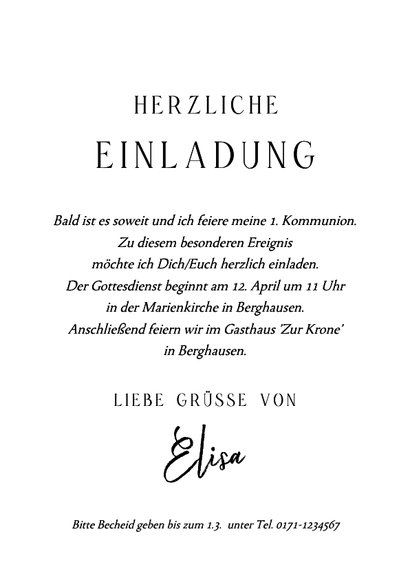 Einladung zur Kommunion Foto & Spitze 3