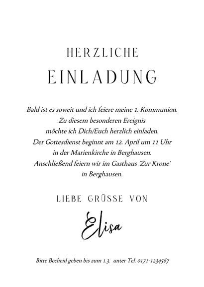 Einladung zur Kommunion Foto & Spitze 3