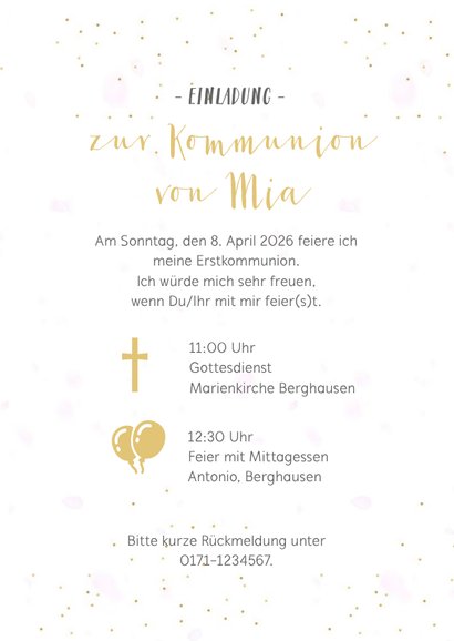 Einladung zur Kommunion Fotocollage Mädchen 3